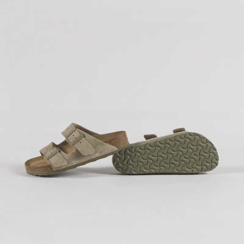 Birkenstock Womens Arizona Suede Leather Sandals Faded Khaki-3