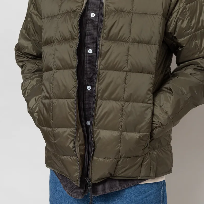 Taion Crewneck W-Zip Down Jacket Dark Olive-7