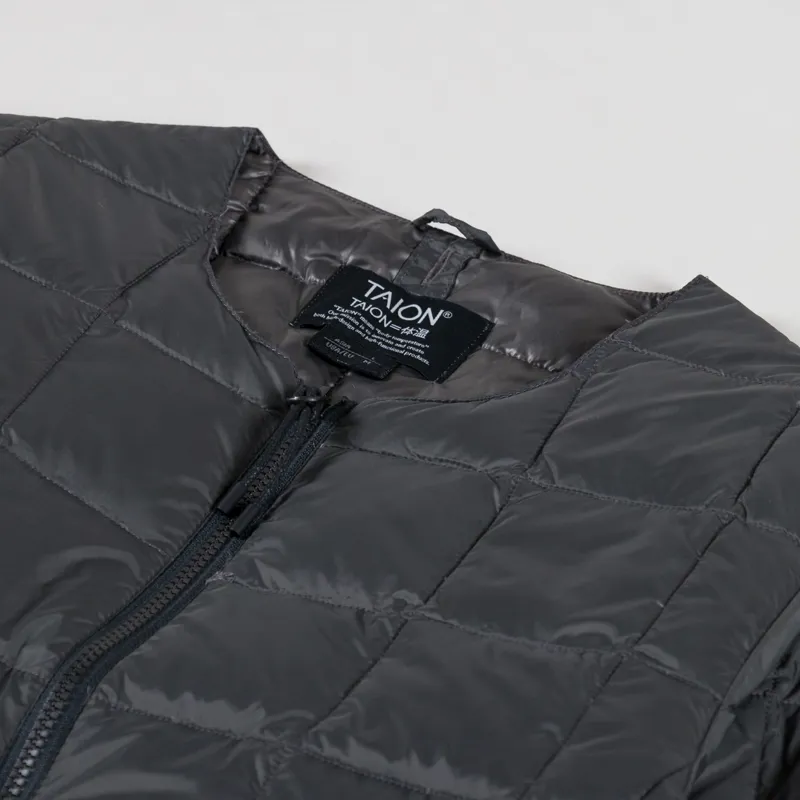 Taion Crew Neck Double Zip Down Jacket Charcoal-4