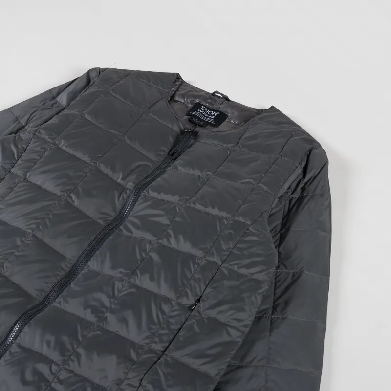 Taion Crew Neck Double Zip Down Jacket Charcoal-2