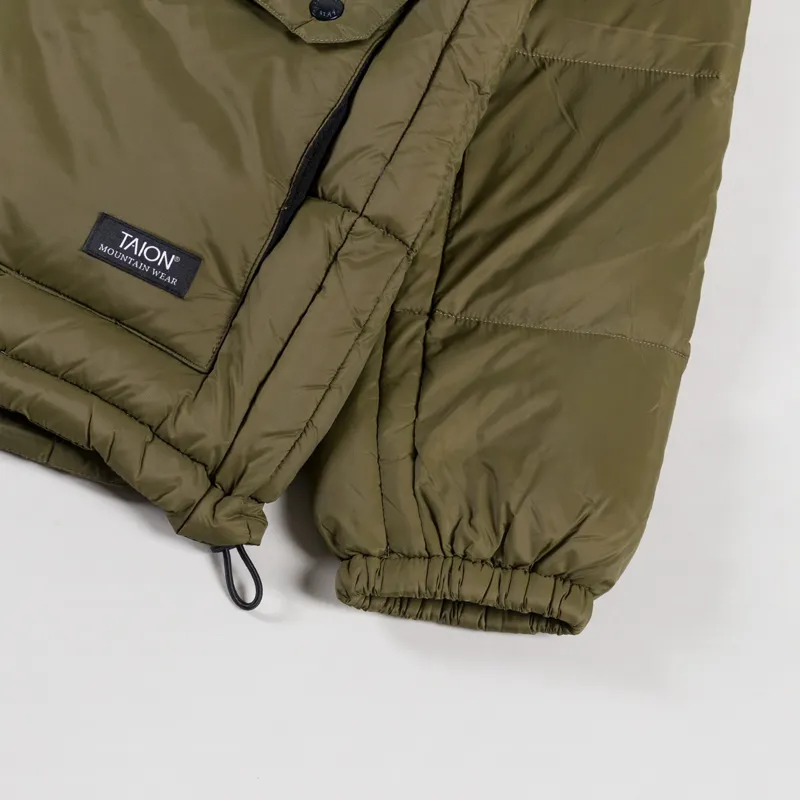 Taion Mountain Packable Volume Down Hoodie Olive-11