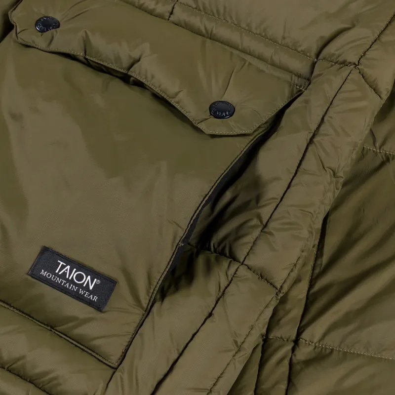 Taion Mountain Packable Volume Down Hoodie Olive-10