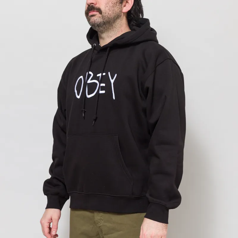 Obey Scribble Pullover Hoodie Black-1