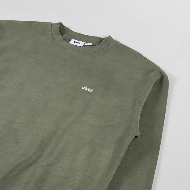 Obey Lowercase Pigment Crewneck Deep Lichen Green-2