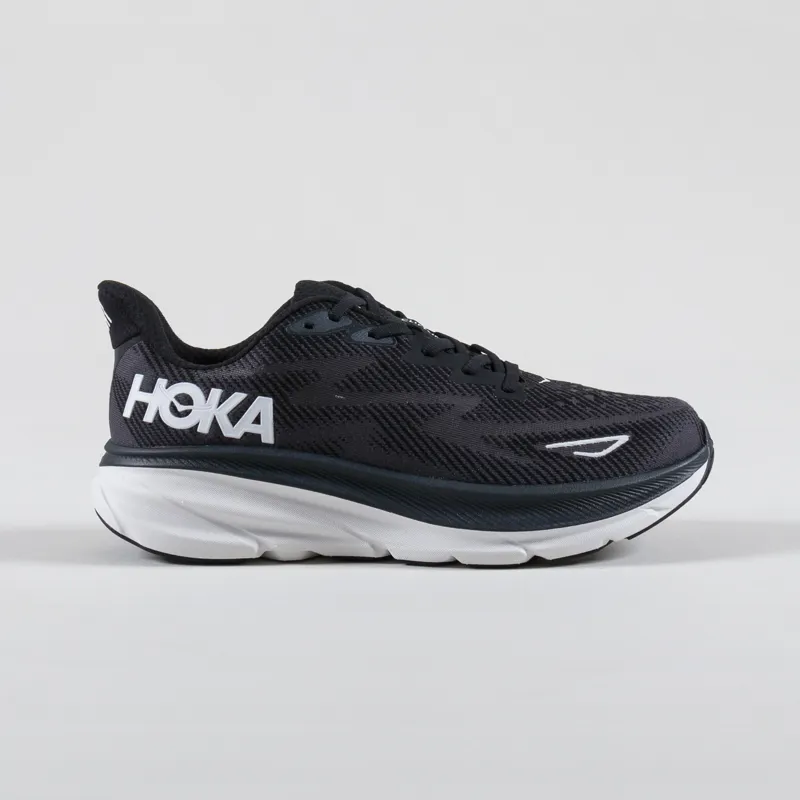 HOKA Clifton 9 Shoes Black White-2