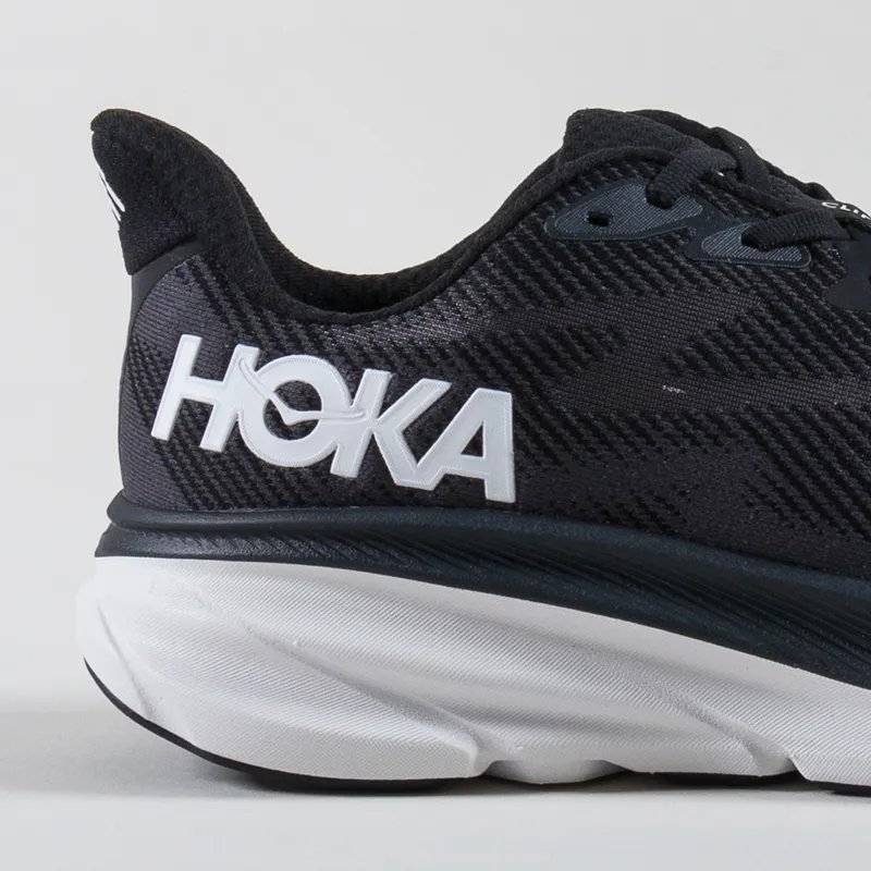 HOKA Clifton 9 Shoes Black White-4