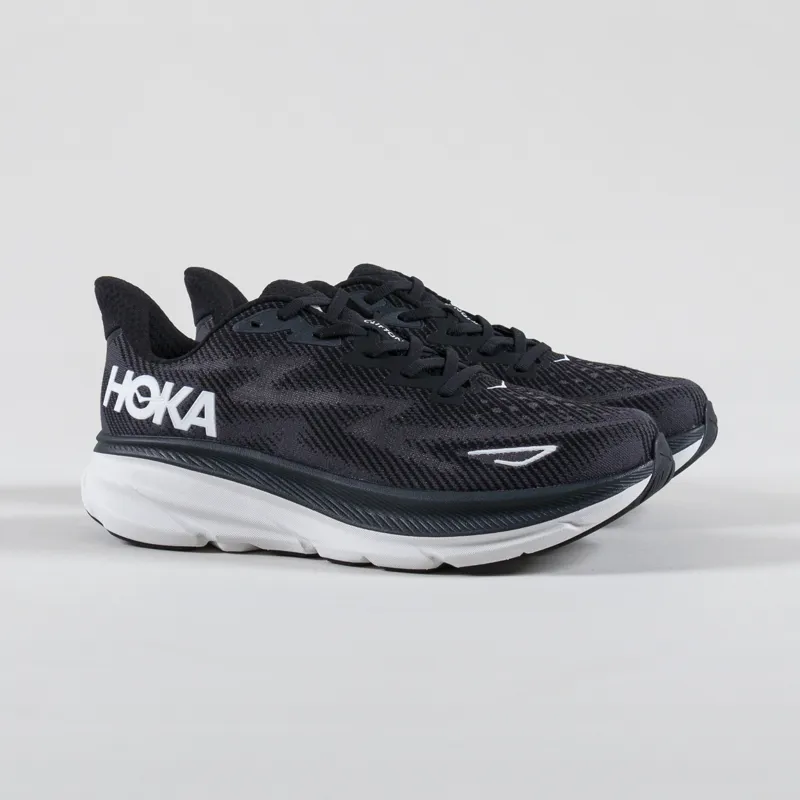 HOKA Clifton 9 Shoes Black White