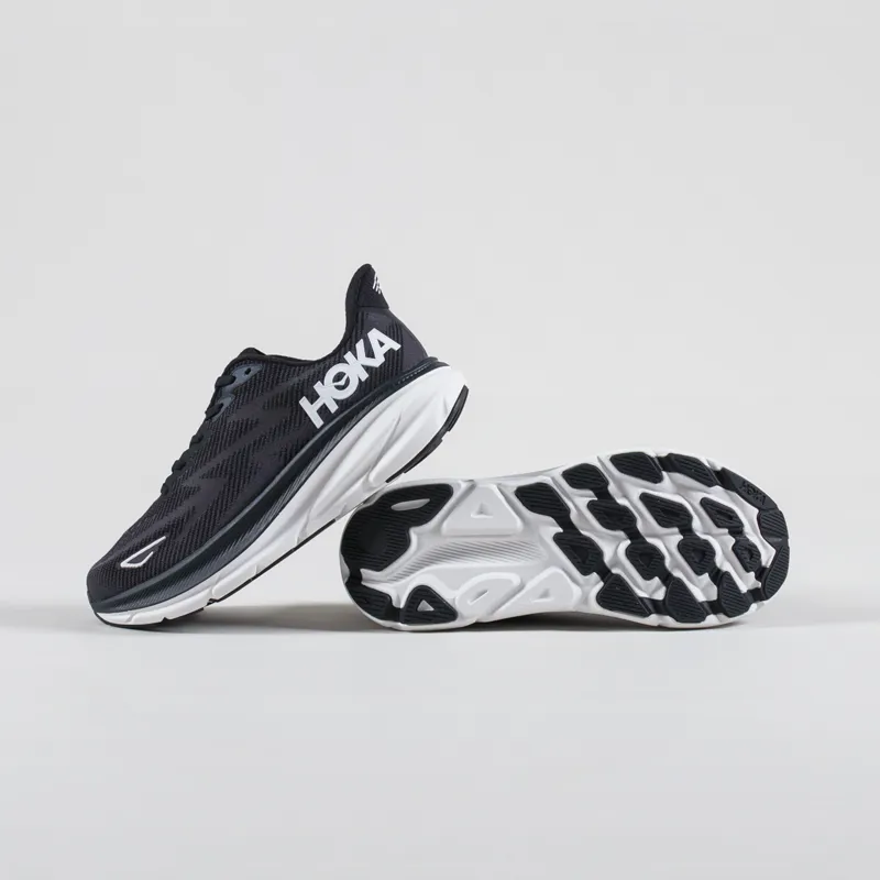HOKA Clifton 9 Shoes Black White-3