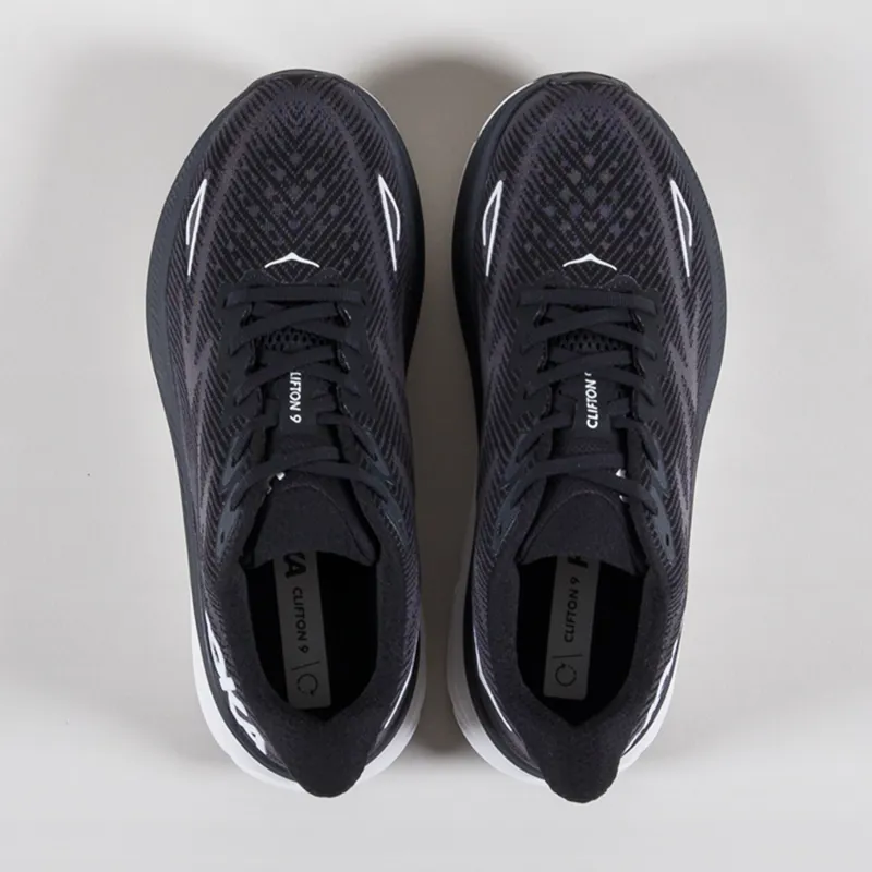 HOKA Clifton 9 Shoes Black White-6