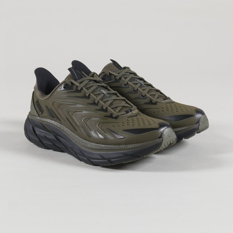 HOKA Clifton UTL Shoes Antique Olive Black