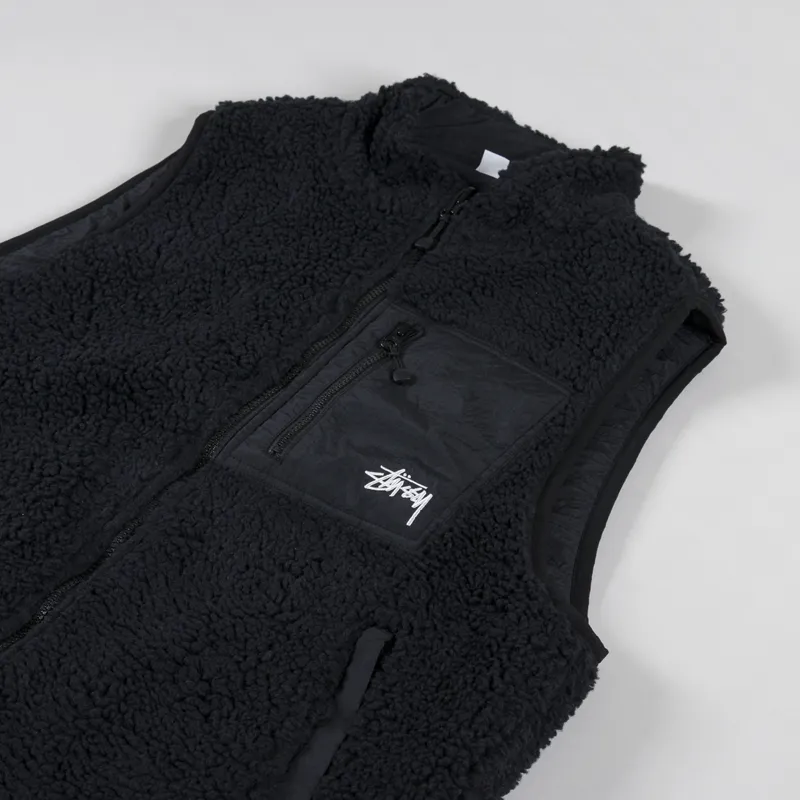 Stussy Sherpa Reversible Vest Black-4
