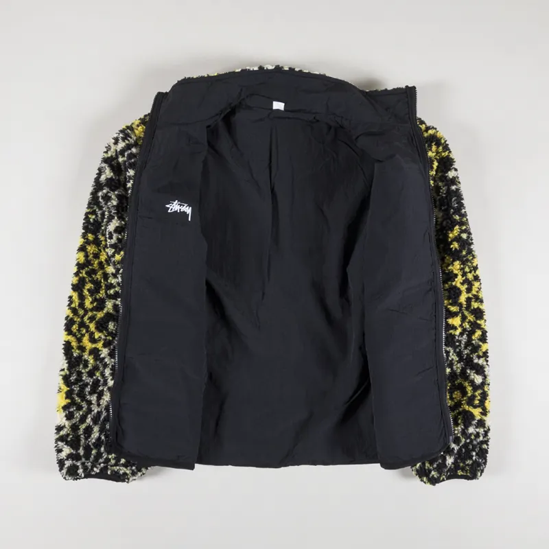 Stussy Sherpa Reversible Jacket Yellow Leopard-1