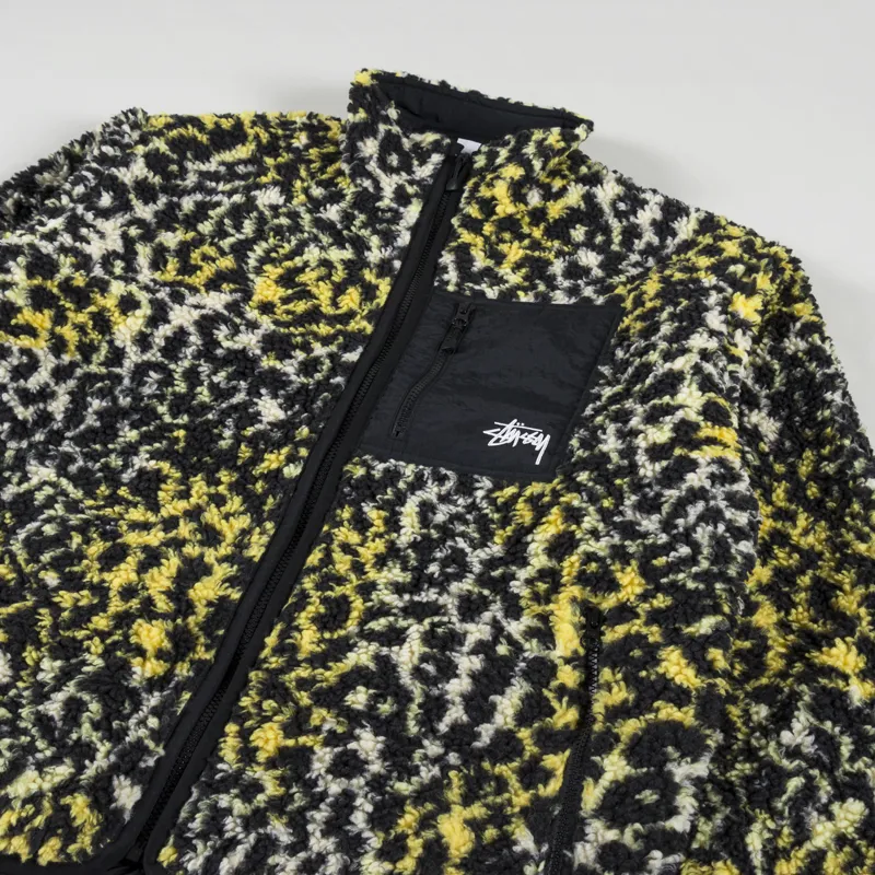 Stussy Sherpa Reversible Jacket Yellow Leopard-5
