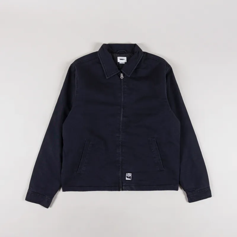 Obey Head Jazz Zip Up Jacket Digital Black Faded Wash-2