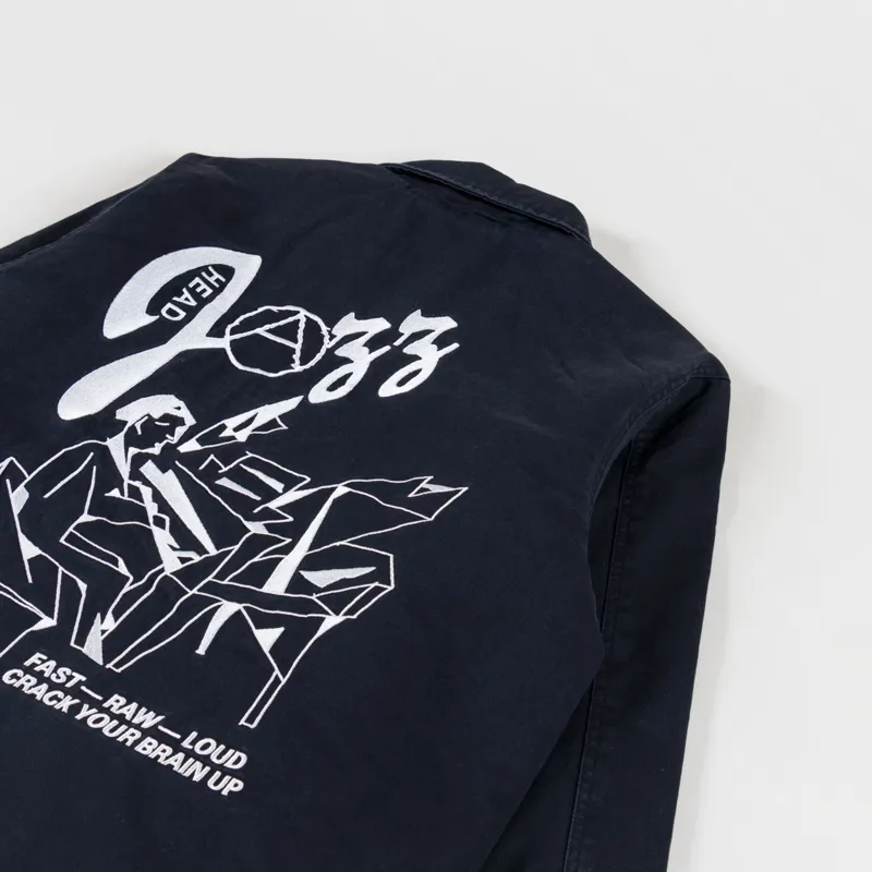 Obey Head Jazz Zip Up Jacket Digital Black Faded Wash-3