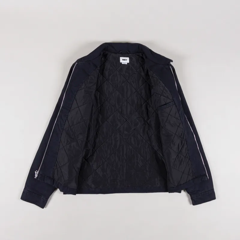 Obey Head Jazz Zip Up Jacket Digital Black Faded Wash-1