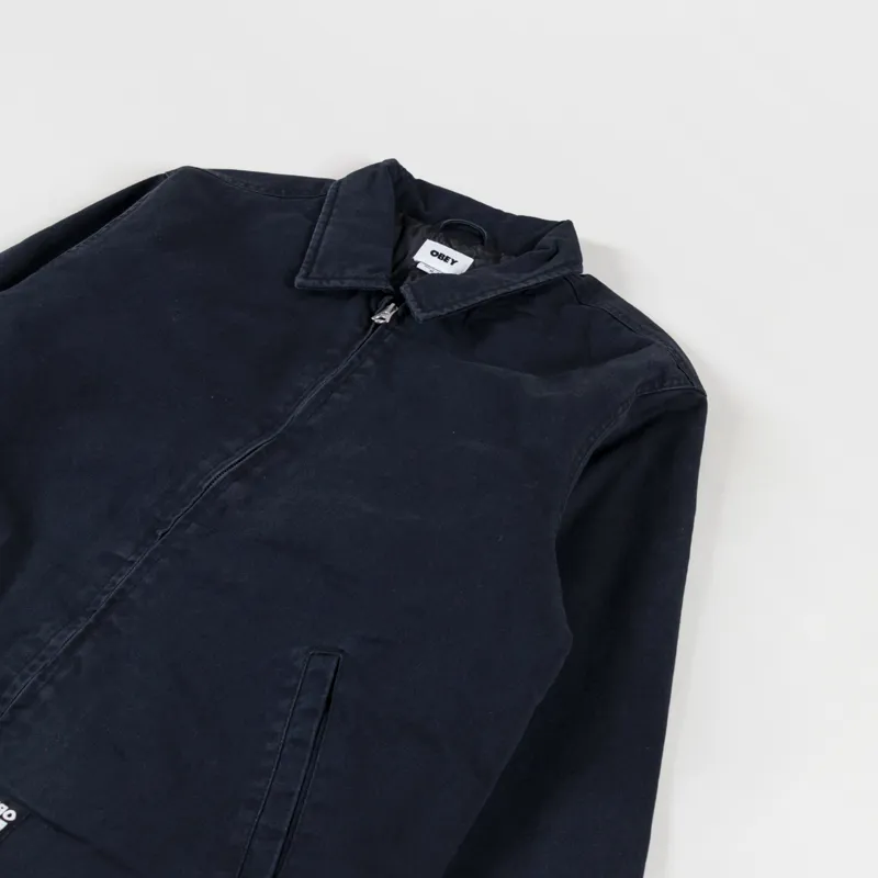 Obey Head Jazz Zip Up Jacket Digital Black Faded Wash-5