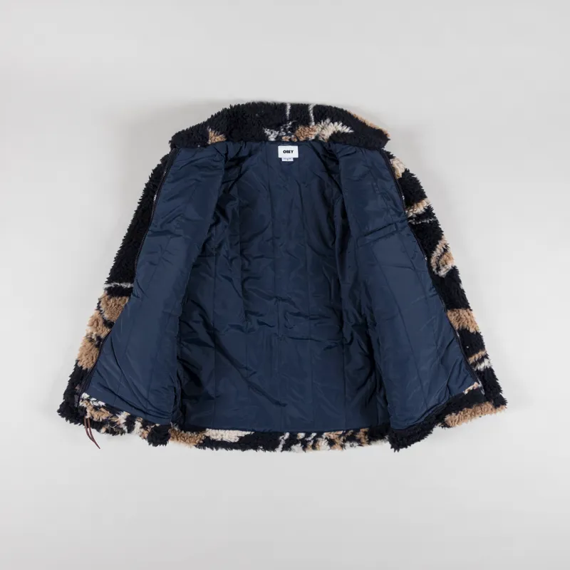 Obey Mushroom Sherpa Jacket Dark Navy Multi-1