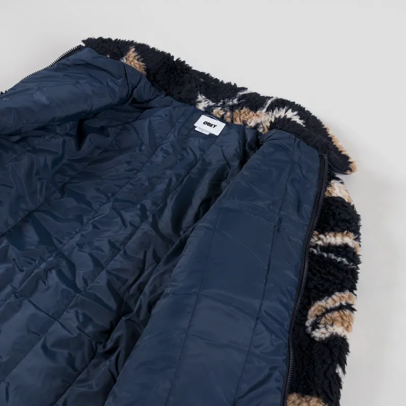 Obey Mushroom Sherpa Jacket Dark Navy Multi-4