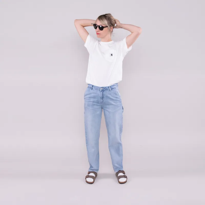 Carhartt WIP Womens Pierce Pant Blue Light Stone Washed-2