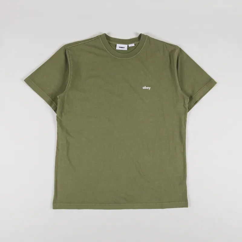Obey Lowercase Pigment T Shirt Moss Green