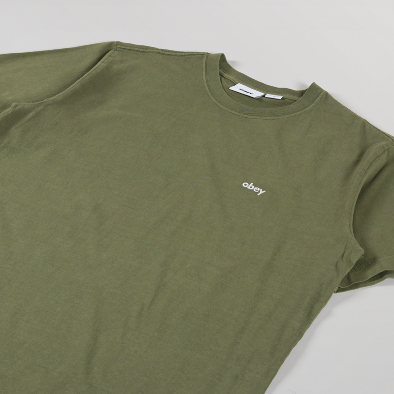Obey Lowercase Pigment T Shirt Moss Green-1
