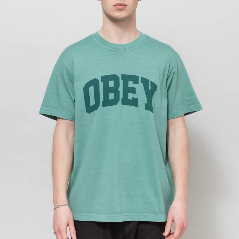 Obey Collegiate Pigment T Shirt Rain Forest