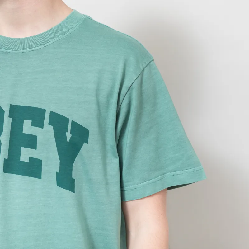 Obey Collegiate Pigment T Shirt Rain Forest-3