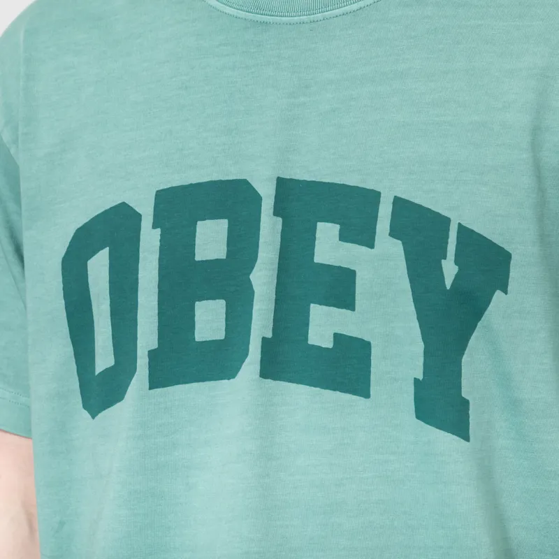 Obey Collegiate Pigment T Shirt Rain Forest-2