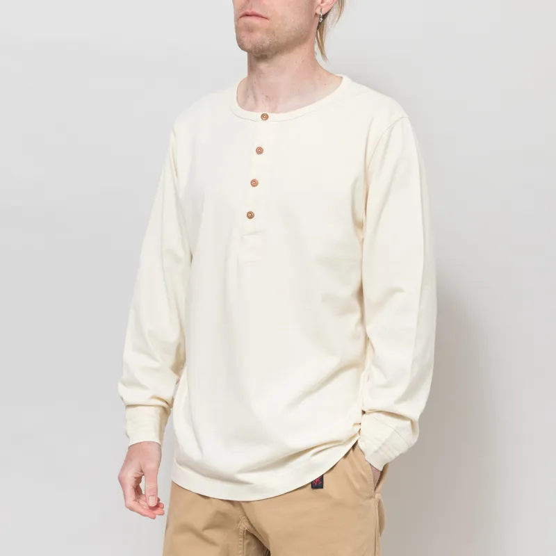 Nudie Jeans Long Sleeve Henley Ecru-1
