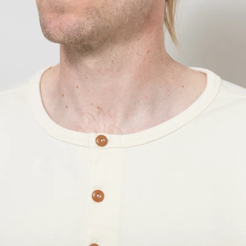 Nudie Jeans Long Sleeve Henley Ecru-4