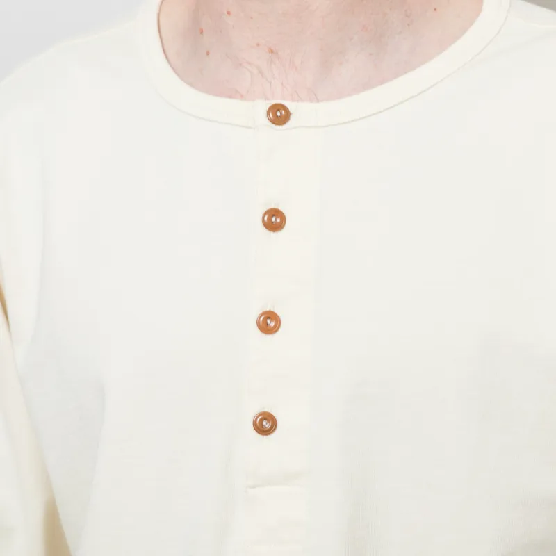 Nudie Jeans Long Sleeve Henley Ecru-3