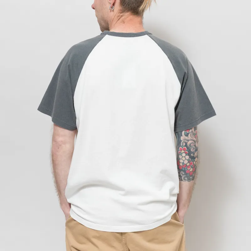 Nudie Jeans Roy Raglan T Shirt Take It Easy Off White Black-2