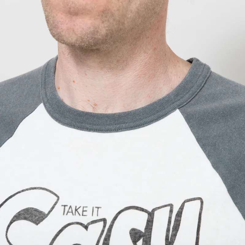 Nudie Jeans Roy Raglan T Shirt Take It Easy Off White Black-3