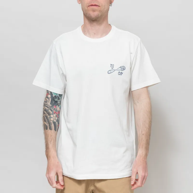 Nudie Jeans Roy T Shirt NJCO Pin Chalk White-2