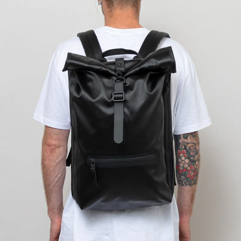 Rains Rolltop Rucksack Black Grain