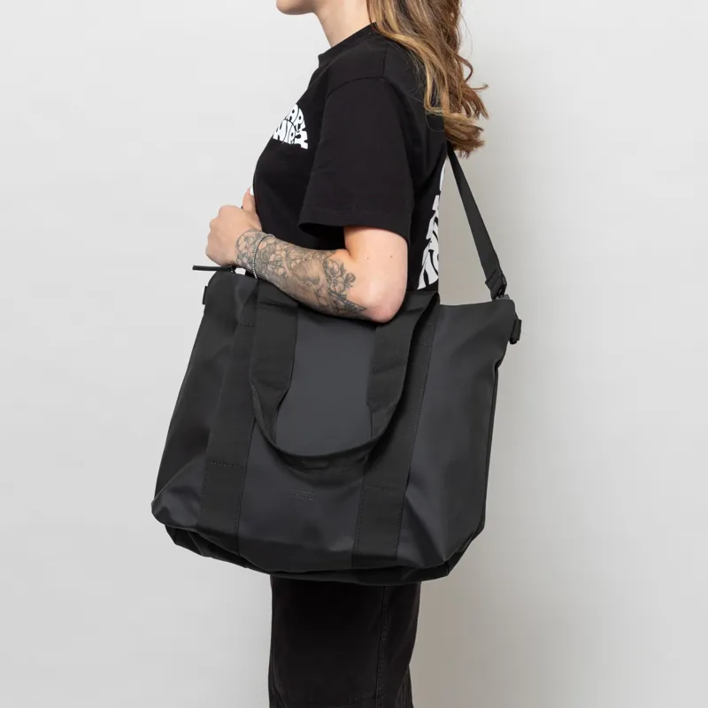 Rains Womens Tote Bag Mini Black-3