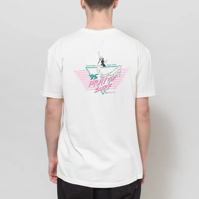 Revolution Pray For Surf Printed T Shirt Off White