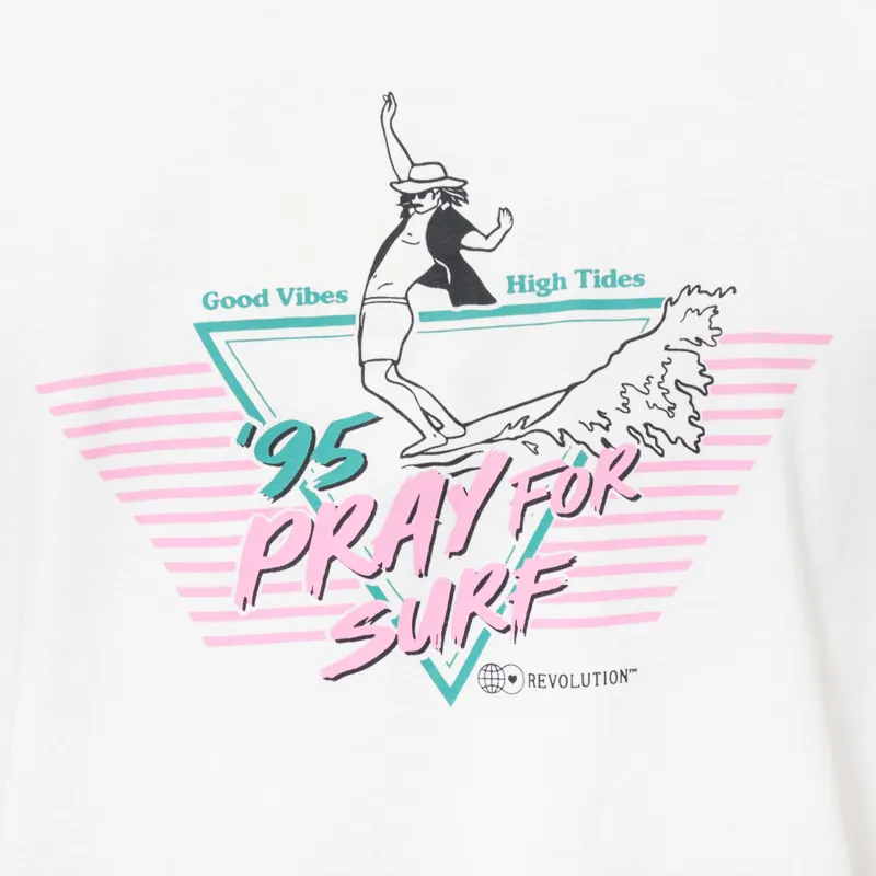 Revolution Pray For Surf Printed T Shirt Off White-3
