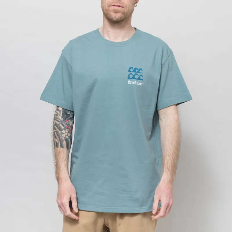 Revolution Wave Printed T Shirt Blue-1