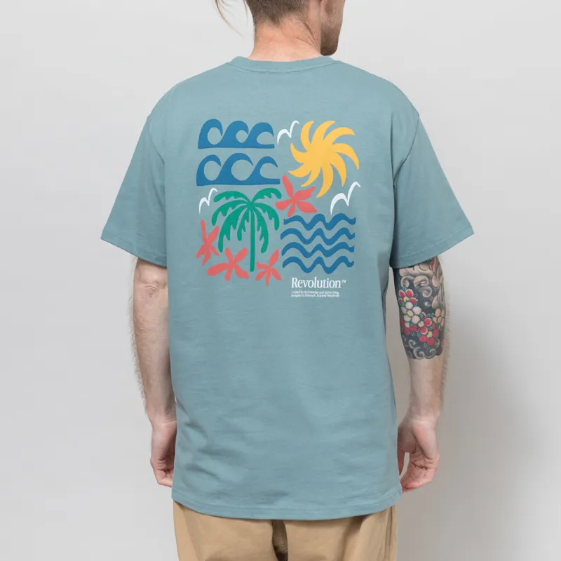 Revolution Wave Printed T Shirt Blue