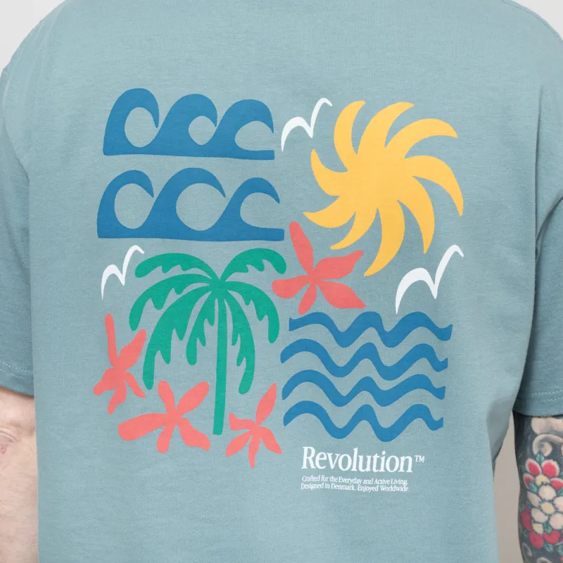 Revolution Wave Printed T Shirt Blue-2