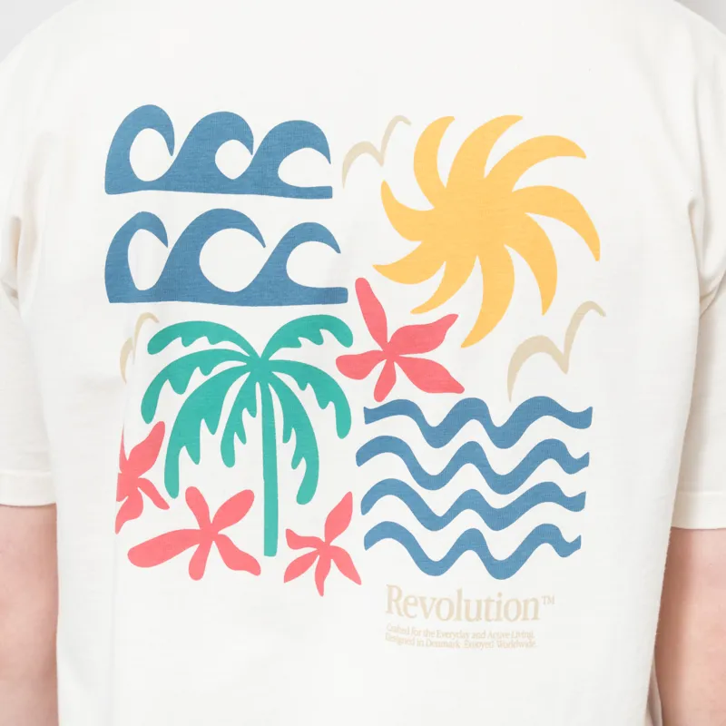 Revolution Wave Printed T Shirt Off White-2