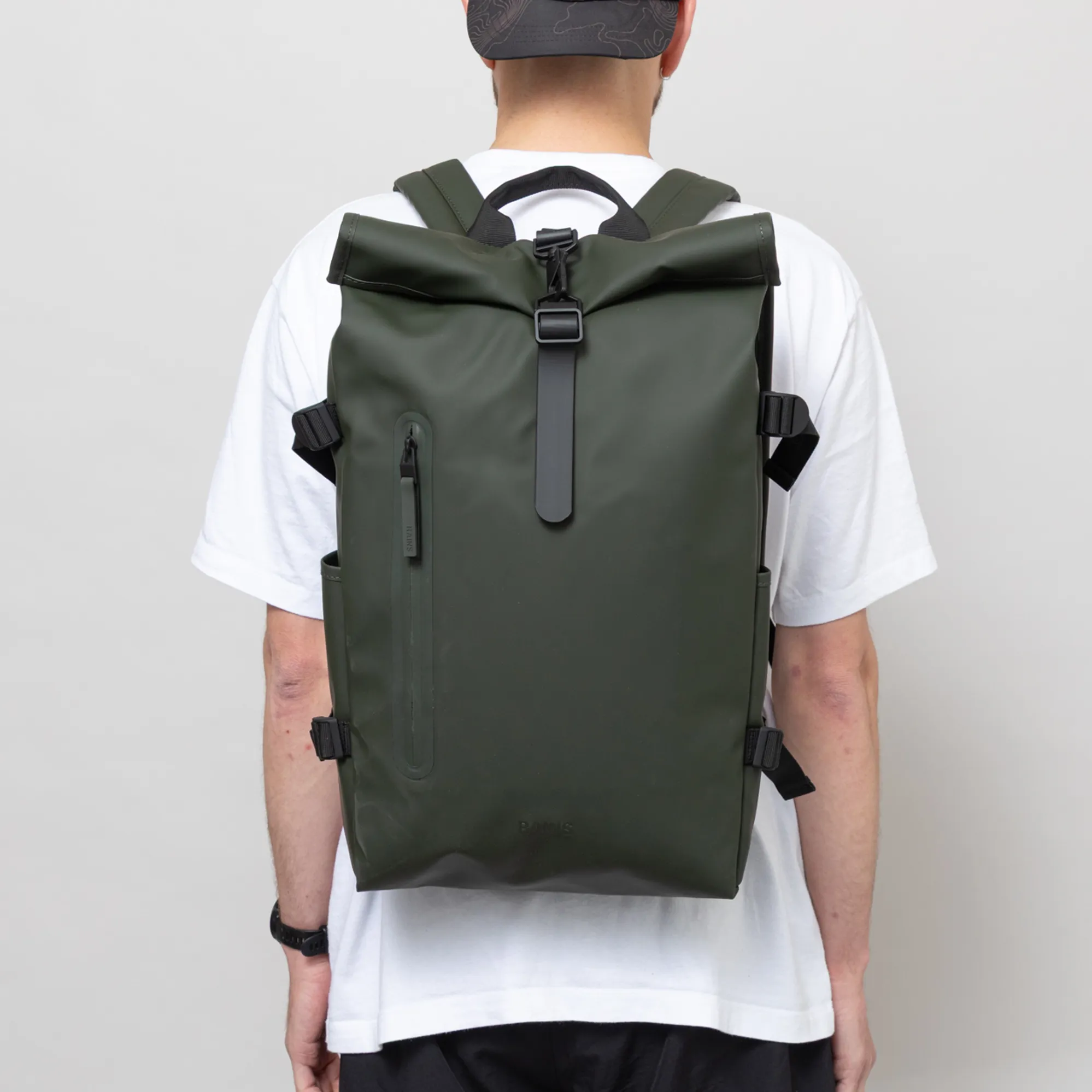 Coloured Rucksacks Waterproof Rains Unisex Waterproof Rolltop Rucksack Backpack Large Green