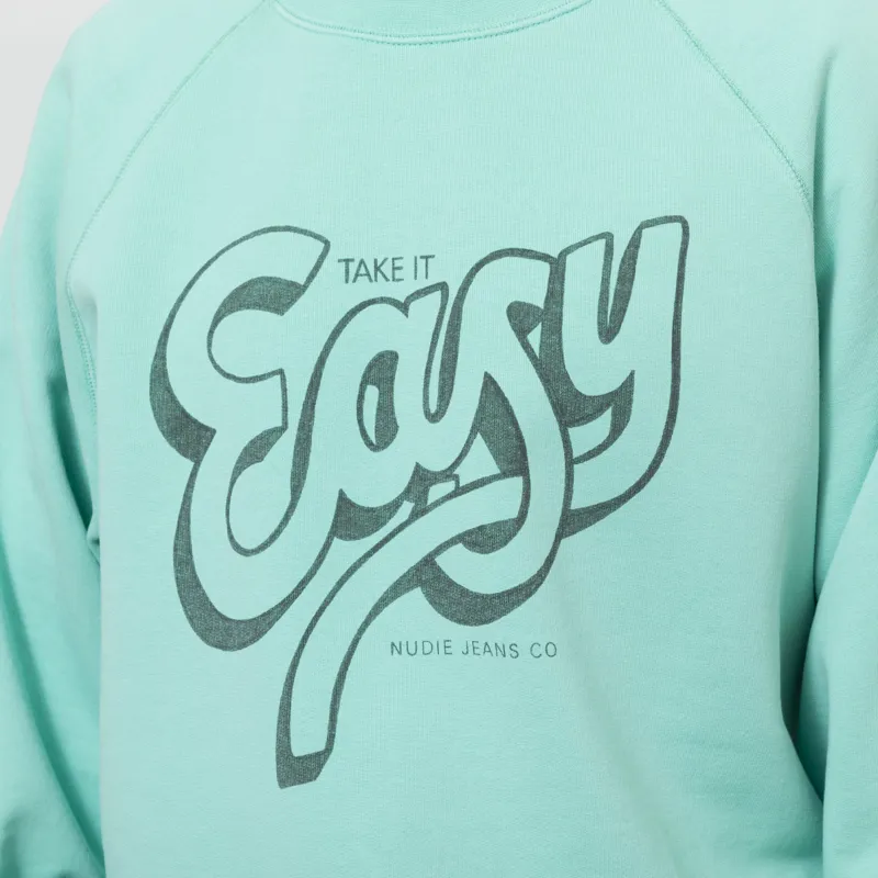 Nudie Jeans Palle Sweatshirt Take It Easy Turquoise-4