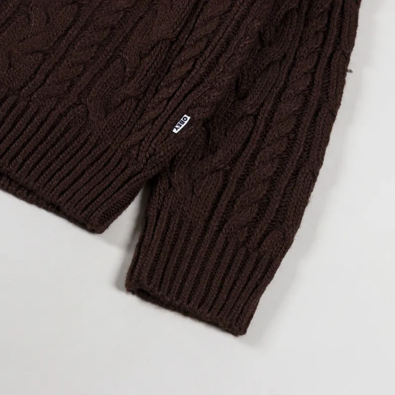 Obey Ezra Zip Cardigan Dark Brown Multi-9