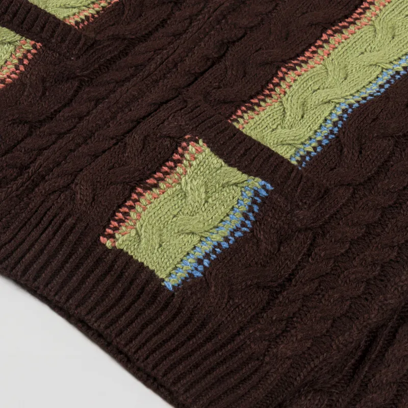 Obey Ezra Zip Cardigan Dark Brown Multi-7