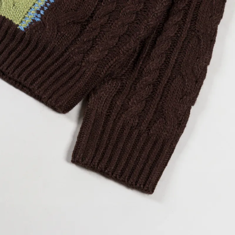 Obey Ezra Zip Cardigan Dark Brown Multi-8