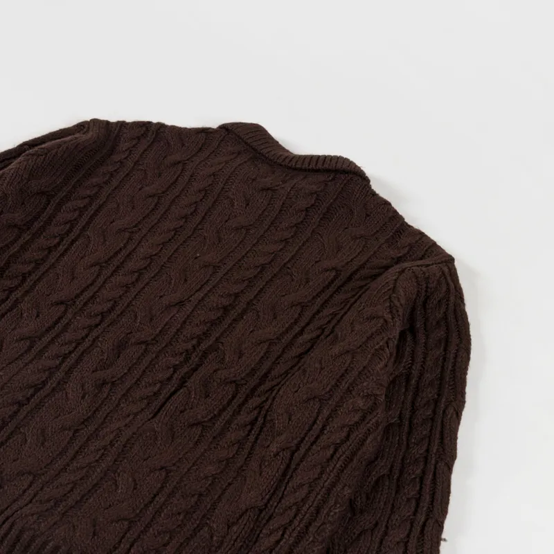 Obey Ezra Zip Cardigan Dark Brown Multi-5