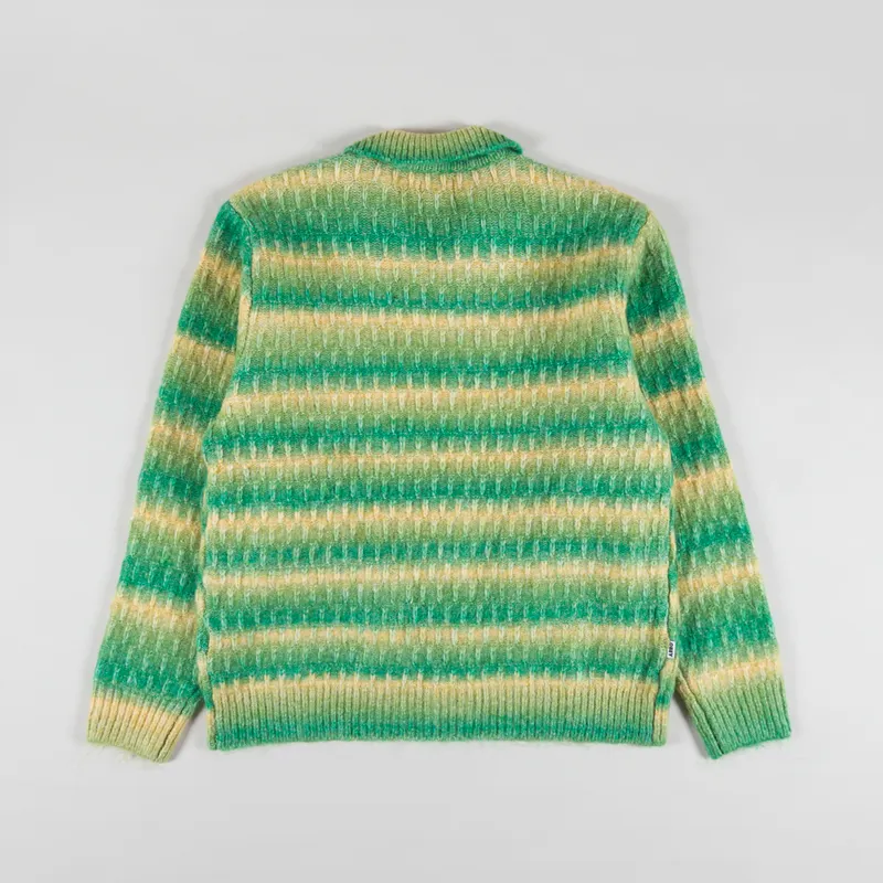 Obey Mens Reggie Zip Up Knitted Cardigan Jumper Green Multi